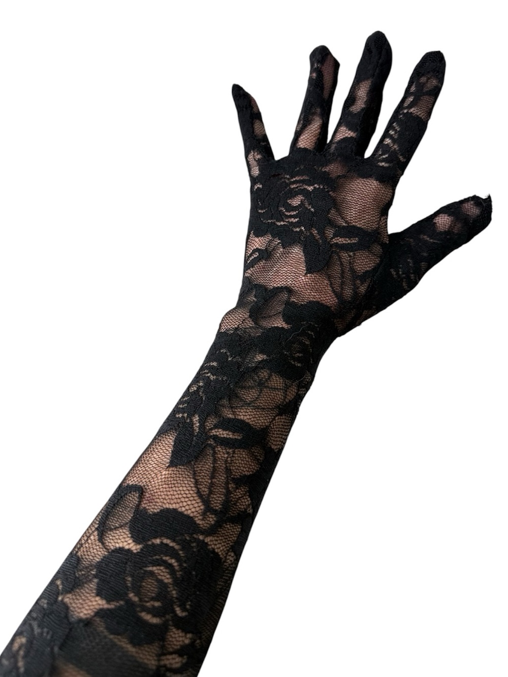 Black Lace Evening Opera Gloves Y2K Romantic Feminine Festival Boudoir